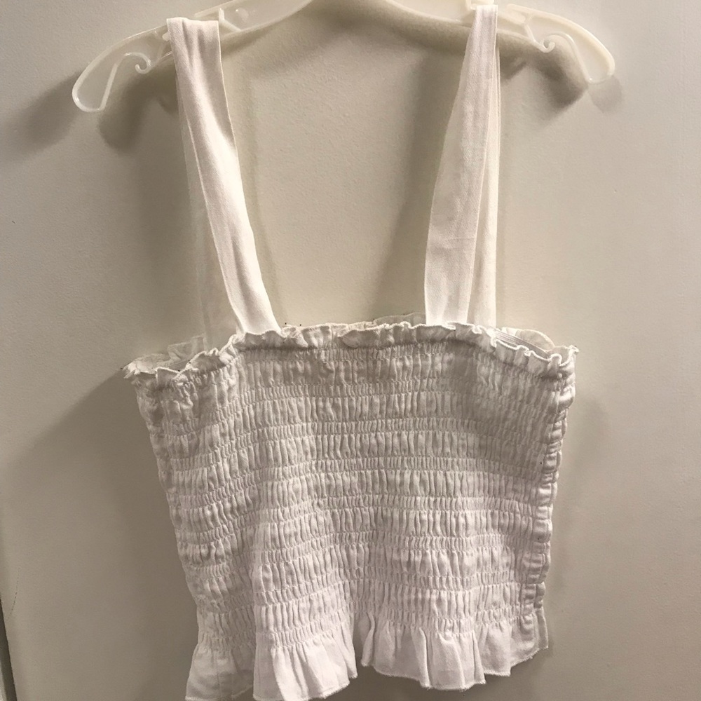 Smocked cropped white tank